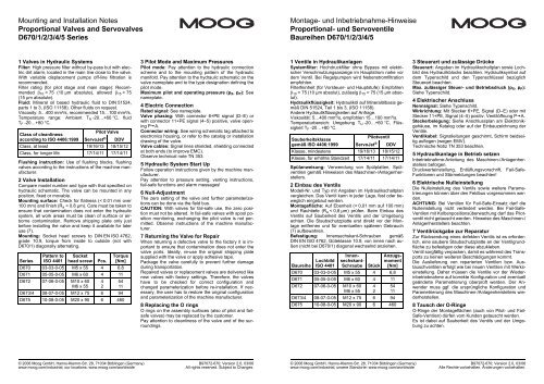 Mounting and Installation Notes Proportional Valves and - Moog