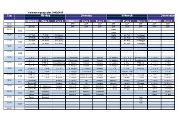 Wochenplan TC Walldorf-Astoria