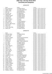 Adler Cup / Lbs Cup Tennis 2010 Terminliste alle Disziplinen