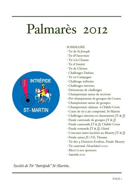 Palmarès 2012