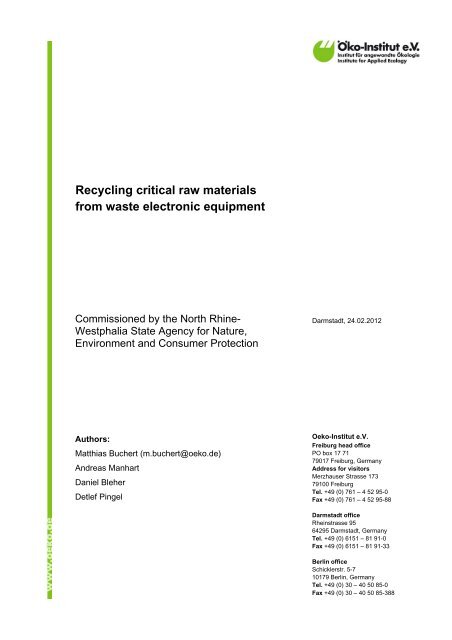 Recycling critical raw materials from waste electronic equipment