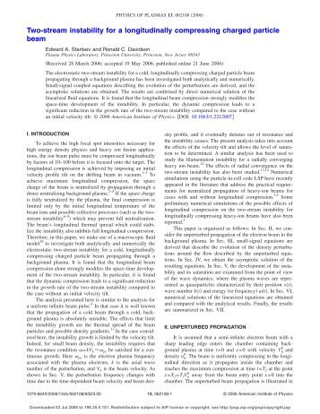 Two-stream instability for a longitudinally ... - Nonneutral Pppl