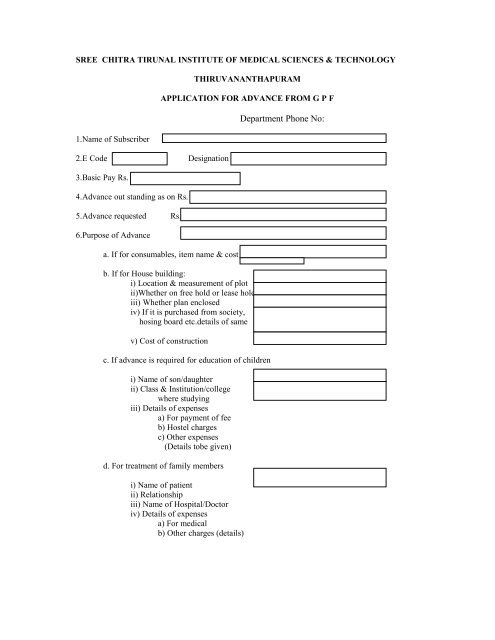 Department Phone No: - SCTIMST Intranet Login