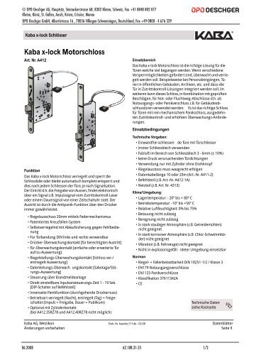 Kaba x-lock Motorschloss - OPO Oeschger AG