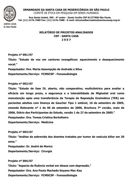 2007 - Irmandade da Santa Casa de Misericórdia de São Paulo