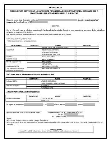 Notas: Adjuntar los balances generales y los estados financieros ...