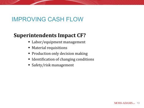 Managing Cash Flow on Construction Projects