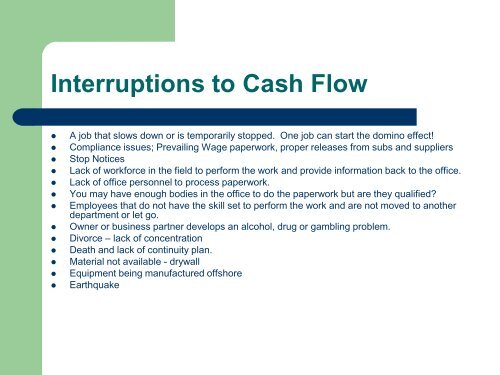 Managing Cash Flow on Construction Projects