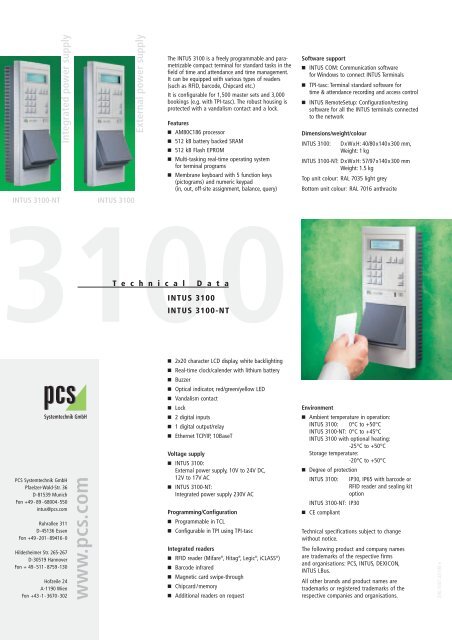 INTUS 3100 - PCS Systemtechnik GmbH