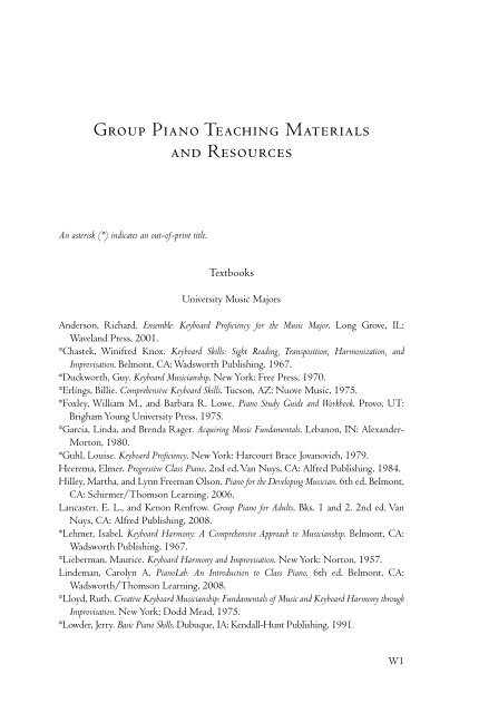 Group Piano Teaching Materials and Resources - Oxford University