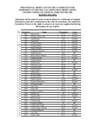 PROVISIONAL MERIT LIST OF THE CANDIDATES FOR ...