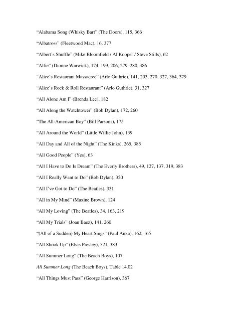 Index of Titles Abbey Road (The Beatles) - Oxford University Press