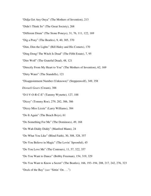 Index of Titles Abbey Road (The Beatles) - Oxford University Press