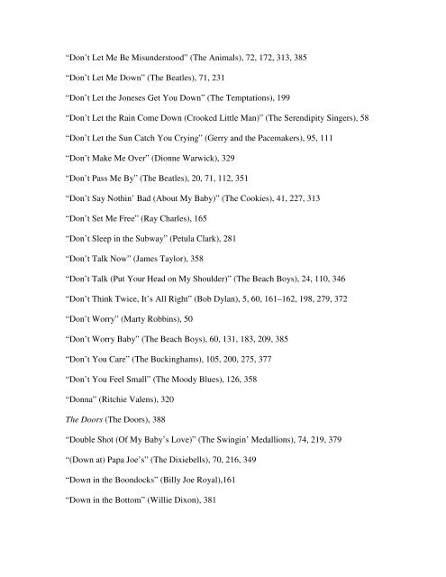 Index of Titles Abbey Road (The Beatles) - Oxford University Press