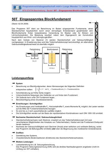 50T Eingespanntes Blockfundament