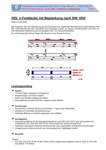 35Q n-Felddecke mit Beplankung nach DIN 1052