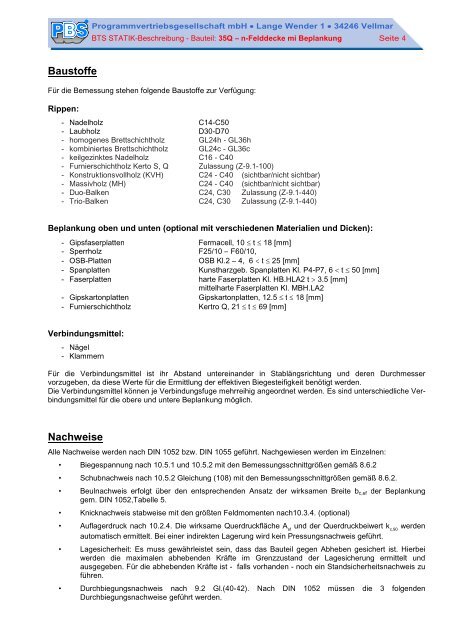 35Q n-Felddecke mit Beplankung nach DIN 1052