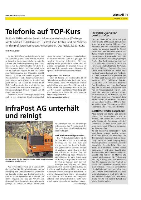 «Die Post» - Personalzeitung - Die Schweizerische Post