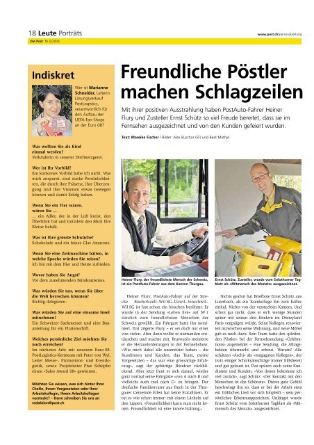 «Die Post» - Personalzeitung - Die Schweizerische Post