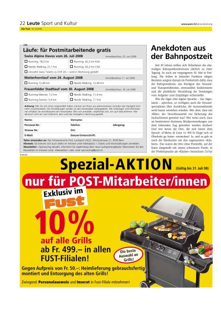 «Die Post» - Personalzeitung - Die Schweizerische Post