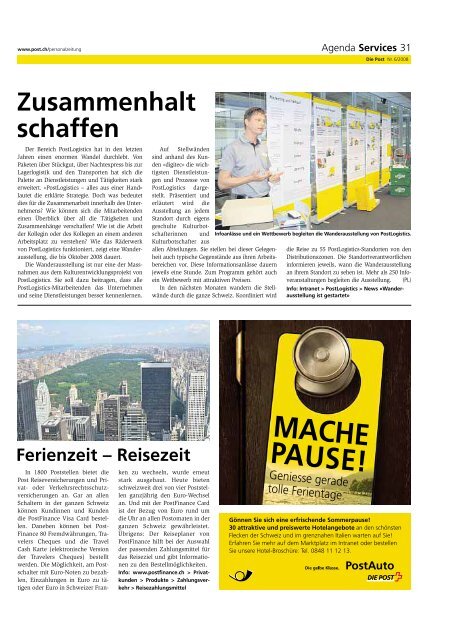 «Die Post» - Personalzeitung - Die Schweizerische Post