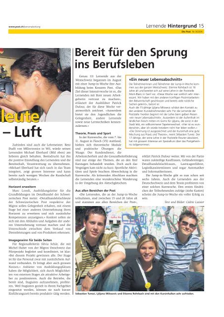 «Faire Lösung» «Adieu spitze Feder ... - Die Schweizerische Post