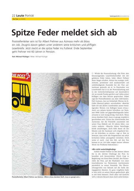 «Faire Lösung» «Adieu spitze Feder ... - Die Schweizerische Post