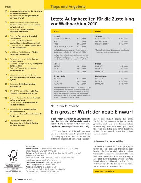 Info Post Dezember 2010Link wird in einem - Die Schweizerische Post