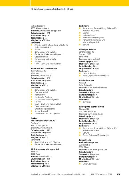 Handbuch Versandhandel Schweiz - Die Schweizerische Post