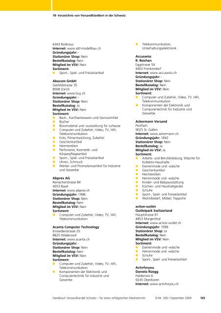 Handbuch Versandhandel Schweiz - Die Schweizerische Post