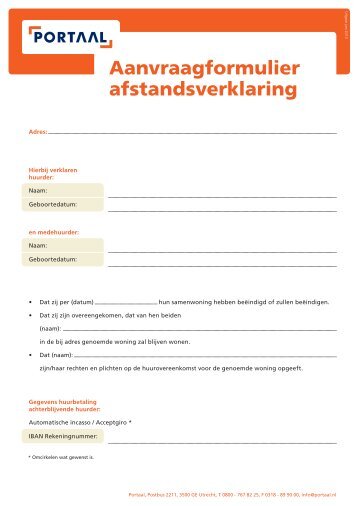 formulier Afstandsverklaring - Portaal