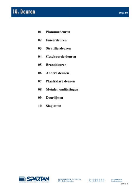 01. Plamuurdeuren 02. Fineerdeuren 03. Stratifierdeuren 04 ...