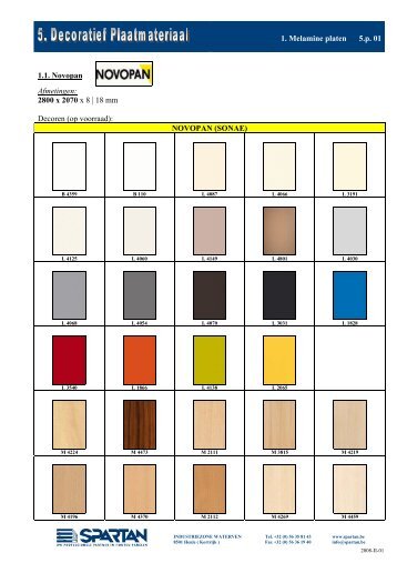 1 Melamine platen 5.p 02 1.1 Novopan (vervolg) NOVOPAN (SONAE)