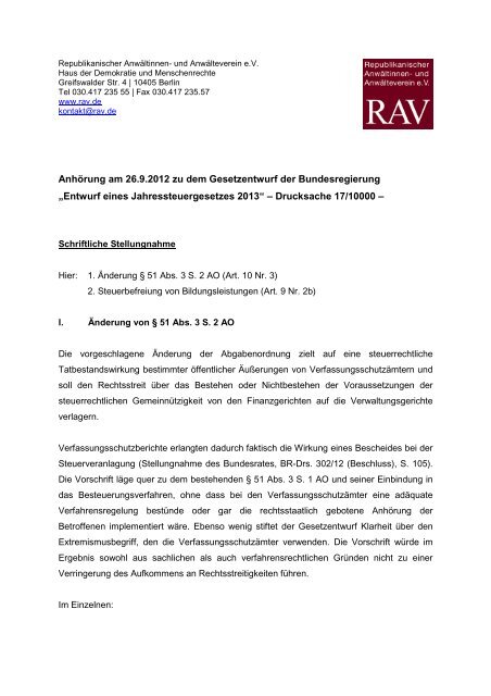 Stellungnahme Des Rav Als Pdf