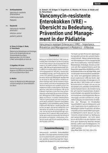 Vancomycin-resistente Enterokokken (VRE) - Übersicht zur - RKI