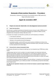 Demande d’intervention financière – Procédure Appel de novembre 2007