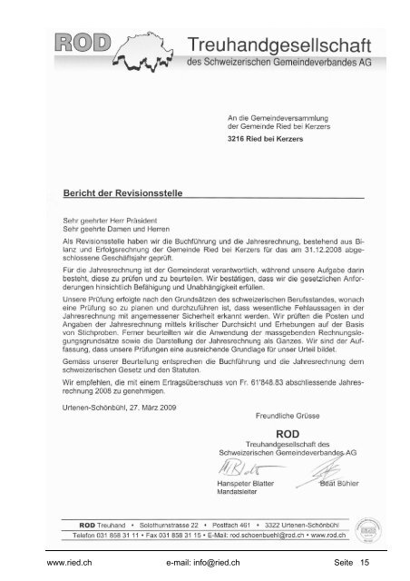 Bulletin Nr. 47 (Mai 2009) - Gemeinde Ried b. Kerzers