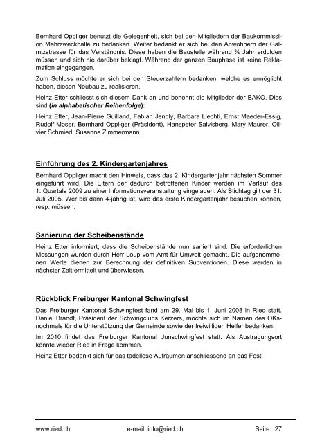 Bulletin Nr. 47 (Mai 2009) - Gemeinde Ried b. Kerzers