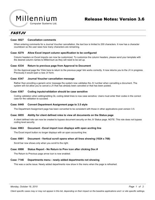 Release Notes Template Doc