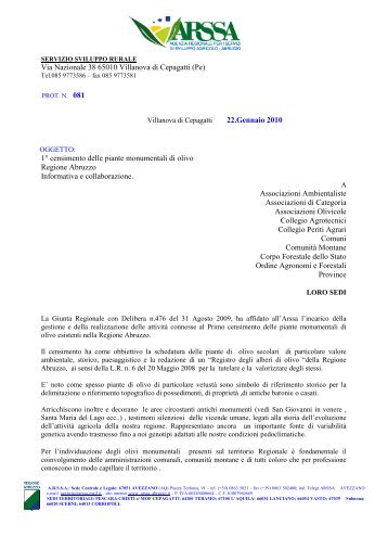 alberi monumentali lettera informativa - Comune di Sant'Omero