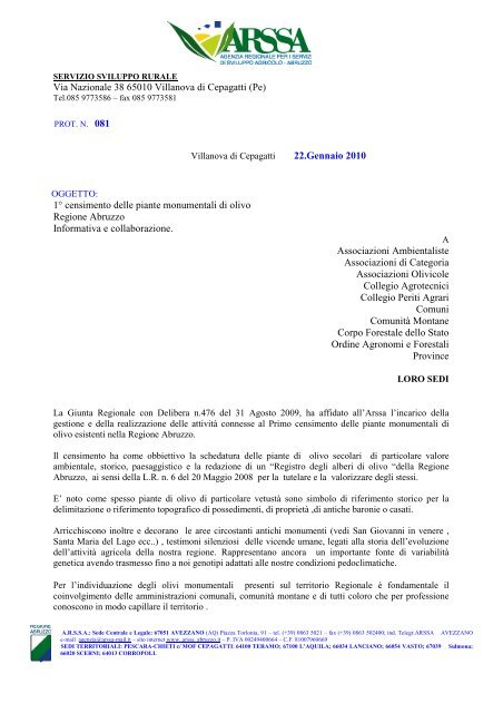 alberi monumentali lettera informativa - Comune di Sant'Omero