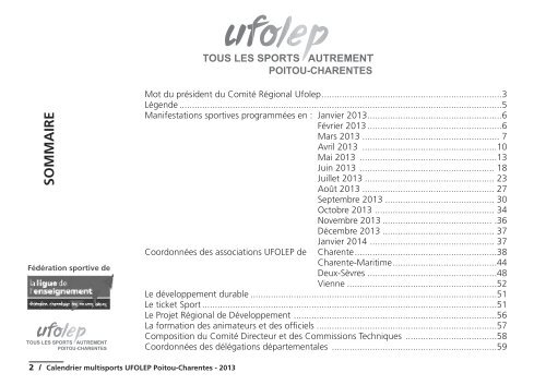 Calendrier Ufolep Poitou Charentes 2013