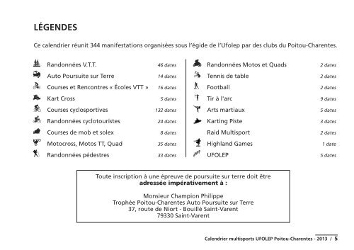 Calendrier Ufolep Poitou Charentes 2013