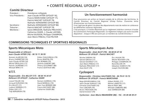 Calendrier Ufolep Poitou Charentes 2013