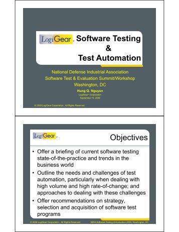 & Test Automation Objectives