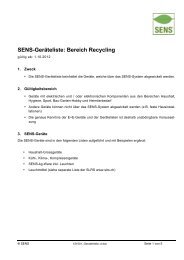 SENS-Geräteliste: Bereich Recycling