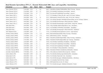 Deutsche Meisterschaft 2008 - Kurz- und Langwaffen - Starteinteilung