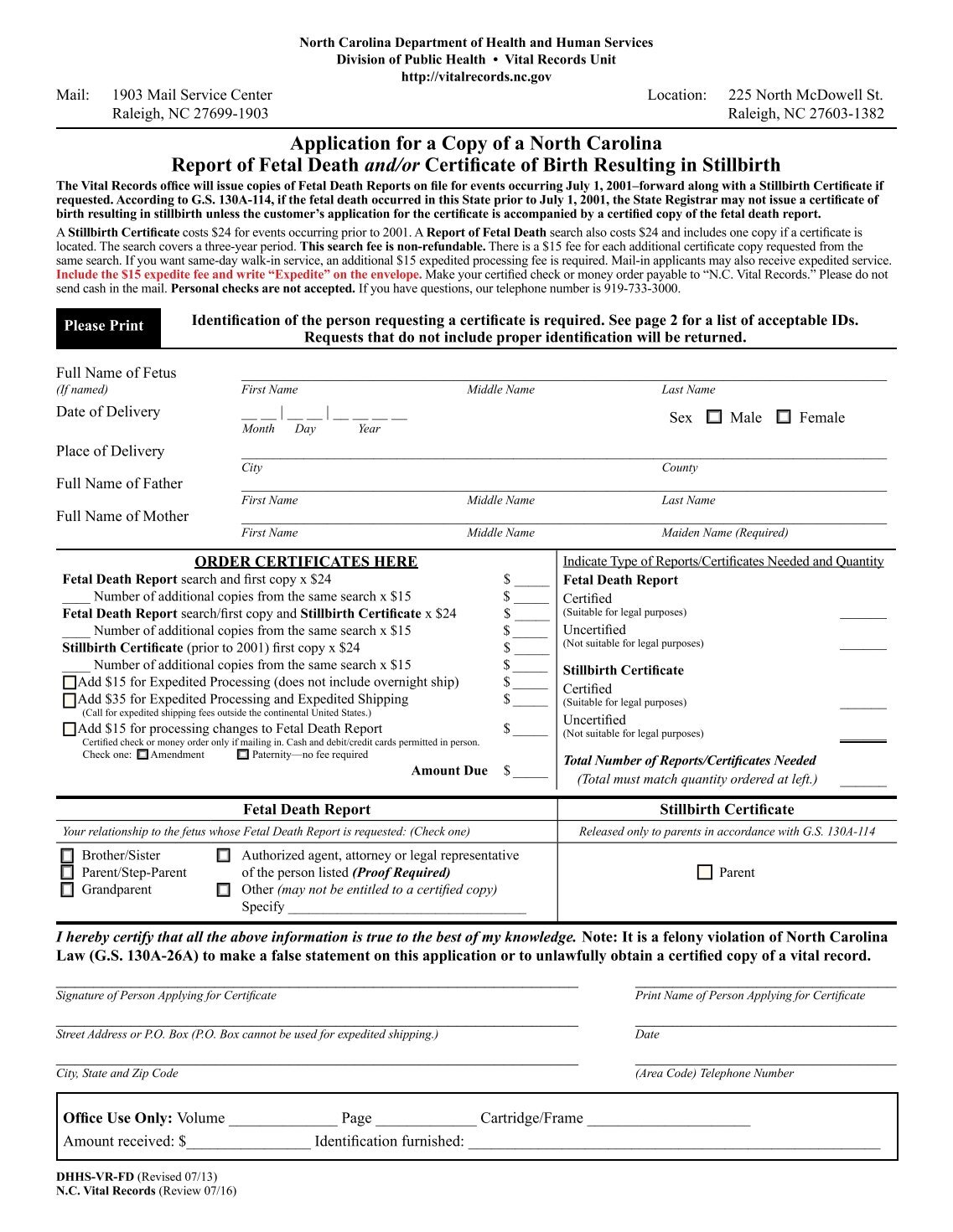 fetal death certificate