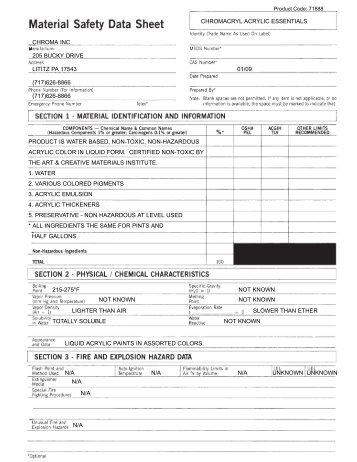 MSDS-CHROMACRYL STUDENTS ACRYLIC.qxd - West Mercia ...