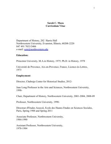 Curriculum Vitae - Department of History - Northwestern University